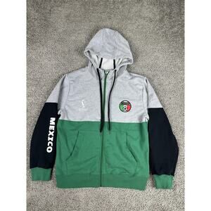 Mexico FIFA World Cup Hoodie Mens Large Gray Green Black Full Zip Soccer 2022